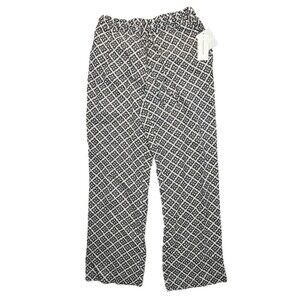 Charter Club Luxury Linen Pants Size XS High Rise Wide Leg Print Drawstring New